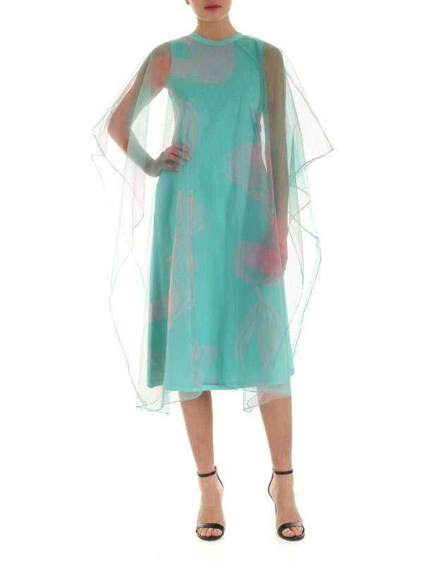 KENZO: cocktail dresses - Double layer dress in aquamarine