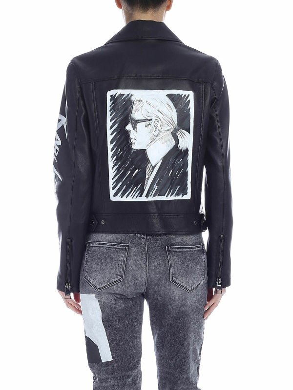 iKRIX KARL LAGERFELD: leather jacket - Karl Legend leather biker in black