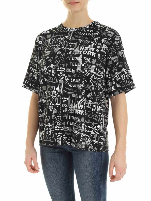 iKRIX DKNY: t-shirts - All-over graffiti t-shirt in black