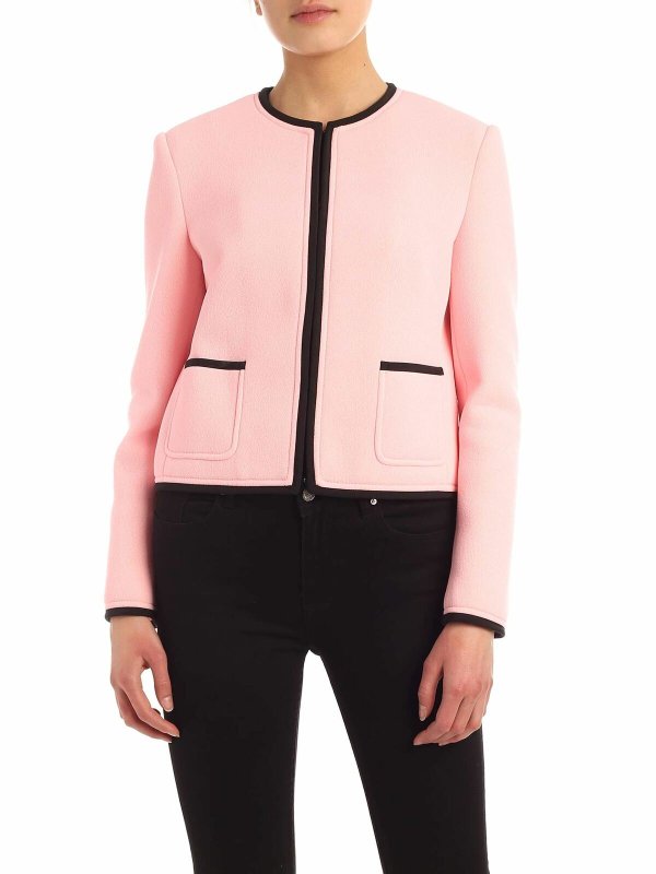 MOSCHINO: casual jackets - Black details jacket in pink