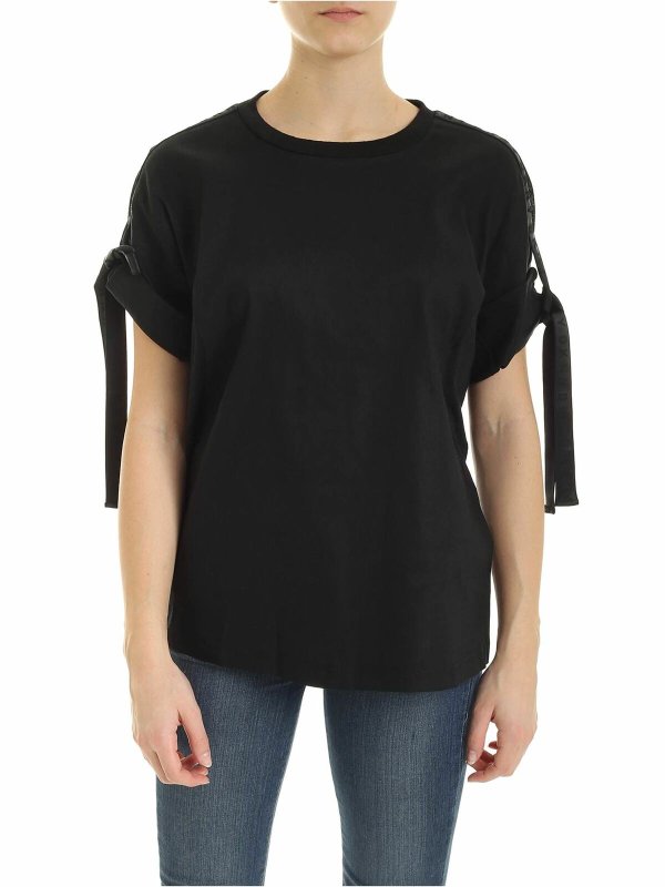 DKNY: t-shirts - Branded ribbon T-shirt in black