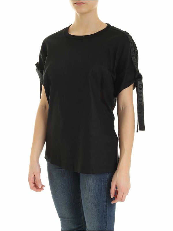 DKNY: t-shirts online - Branded ribbon T-shirt in black