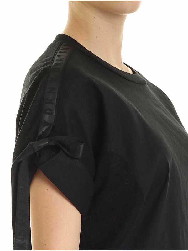Branded ribbon T-shirt in black shop online: DKNY