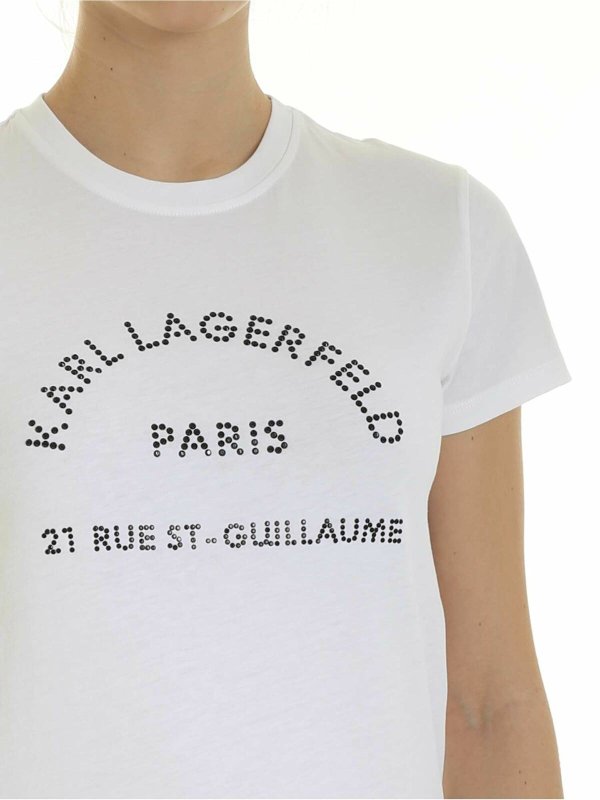 Rue St. Guillaume rhinestones t-shirt in whit shop online: KARL LAGERFELD