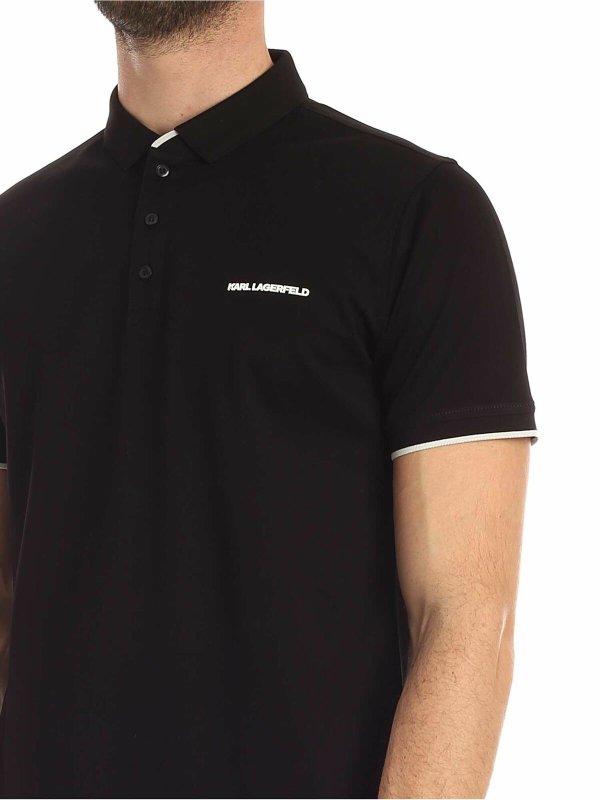Polo nera con logo bianco shop online: KARL LAGERFELD