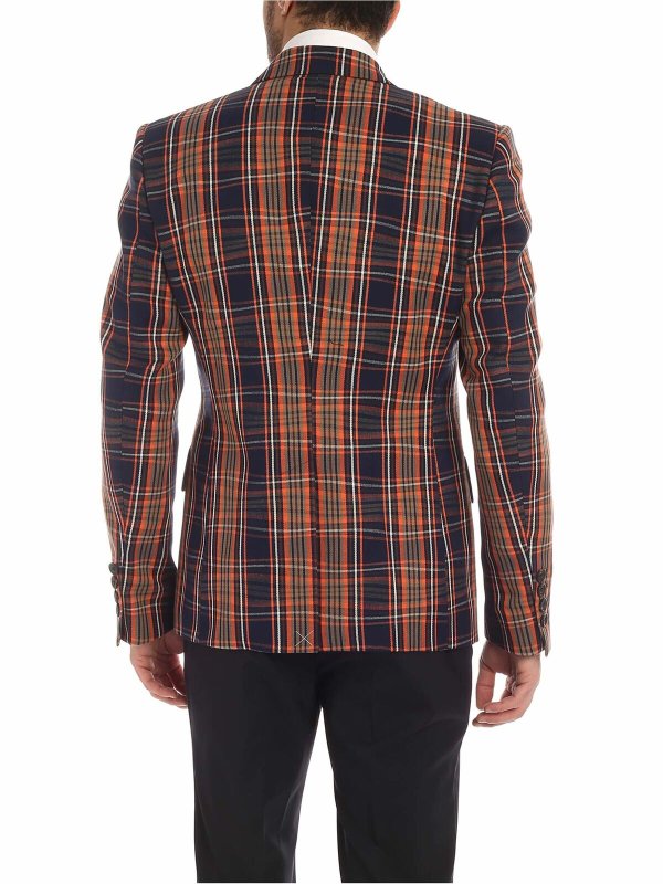 iKRIX VIVIENNE WESTWOOD: blazers - Single breasted checked jacket in blue and or