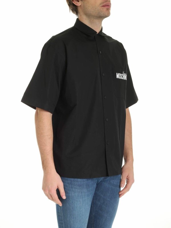 MOSCHINO: shirts online - Logo prints shirt in black