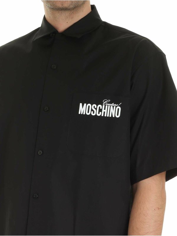 Logo prints shirt in black shop online: MOSCHINO