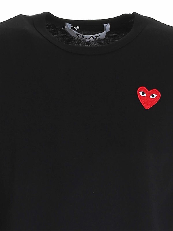 last udtrykkeligt ordlyd T-shirts Comme des Garçons Play - Heart logo long sleeves T-shirt in black  - AZT1180511