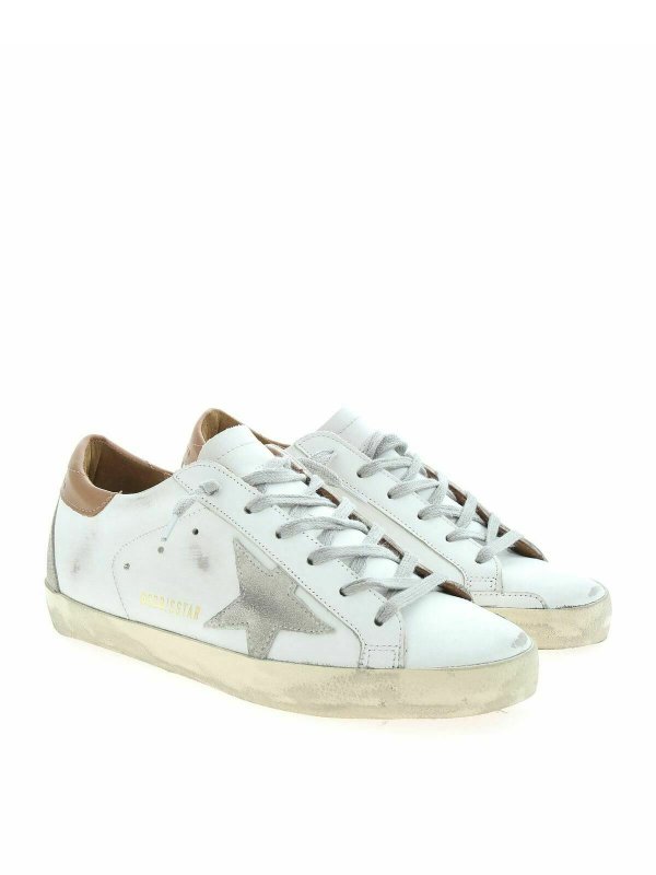 GOLDEN GOOSE: trainers online - Super-Star sneakers in white and brown
