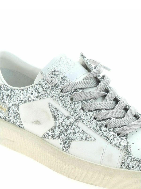Stardan sneakers in white and silver glitter shop online: GOLDEN GOOSE
