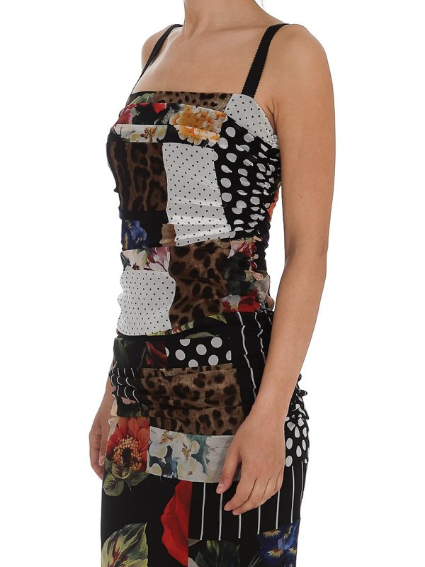 DOLCE & GABBANA buy online Patchwork stretch silk dress