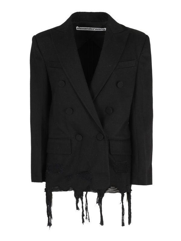 ALEXANDER WANG: blazers - Destroyed-effect denim blazer