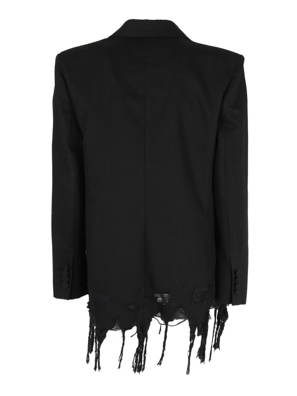 ALEXANDER WANG: blazers online - Destroyed-effect denim blazer