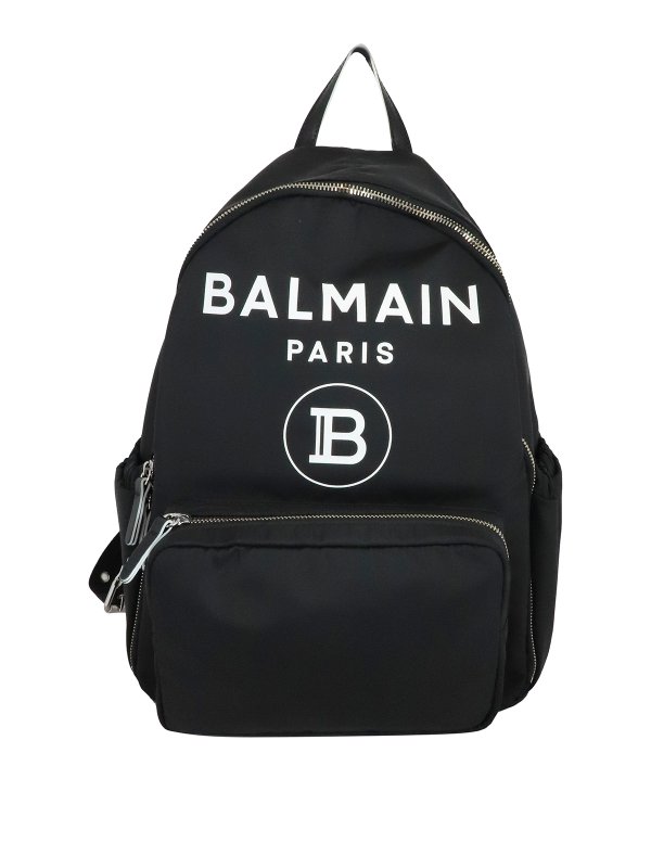 Balmain: backpacks - Logo printed backpack