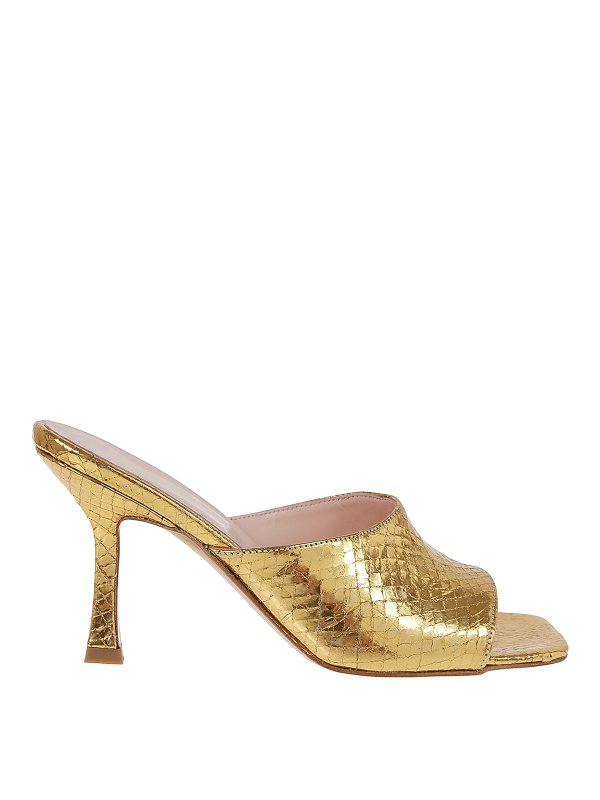 Anna F.: sandals - Golden python print sandals