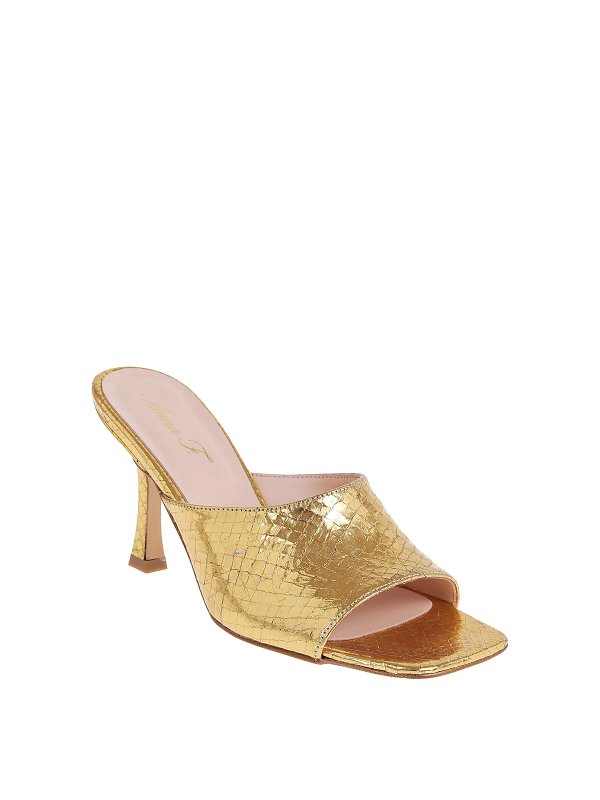 Anna F.: sandals online - Golden python print sandals