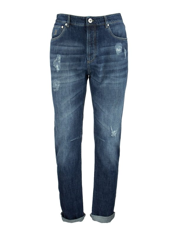 BRUNELLO CUCINELLI: straight leg jeans - Leisure Fit used effect jeans