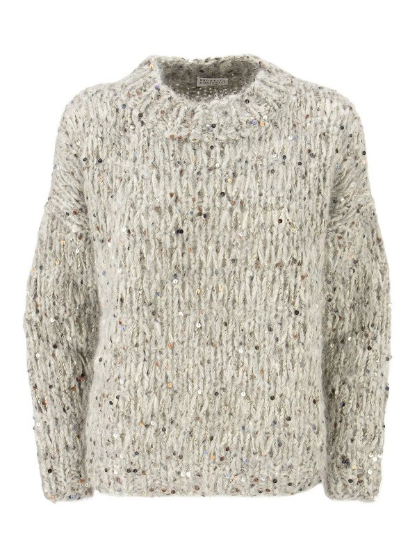 BRUNELLO CUCINELLI: クルーネック - クルーネック - ライトグレー