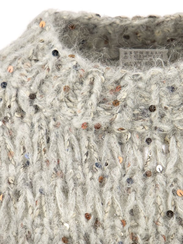 クルーネック - ライトグレー shop online: BRUNELLO CUCINELLI