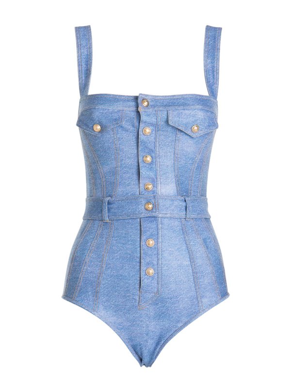 Balmain: Badeanzüge - Badeanzug - Blau