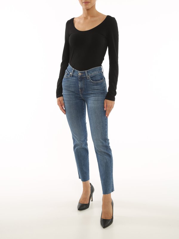 7 FOR ALL MANKIND: straight leg jeans online - The Straight Crop jeans