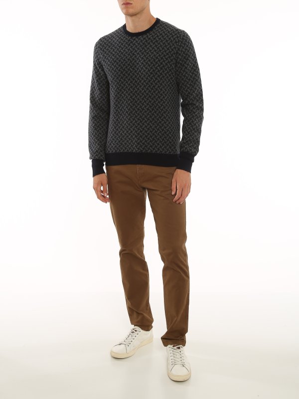 DRUMOHR: Strickpullover mit Rundhalsausschnitt online - Rundhalspullover - Blau