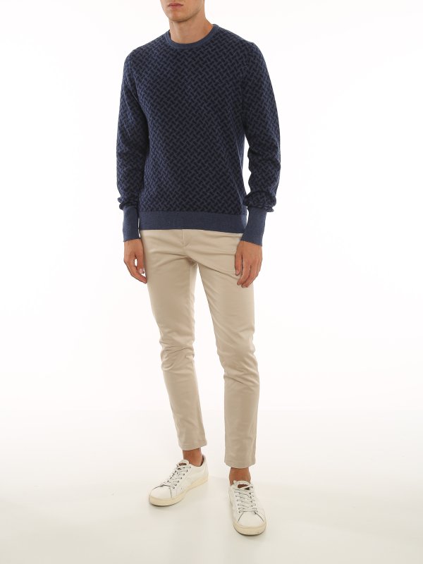 DRUMOHR: Strickpullover mit Rundhalsausschnitt online - Rundhalspullover - Blau