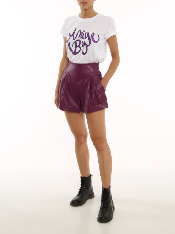 ANIYE BY: leather trousers online - Holy shorts