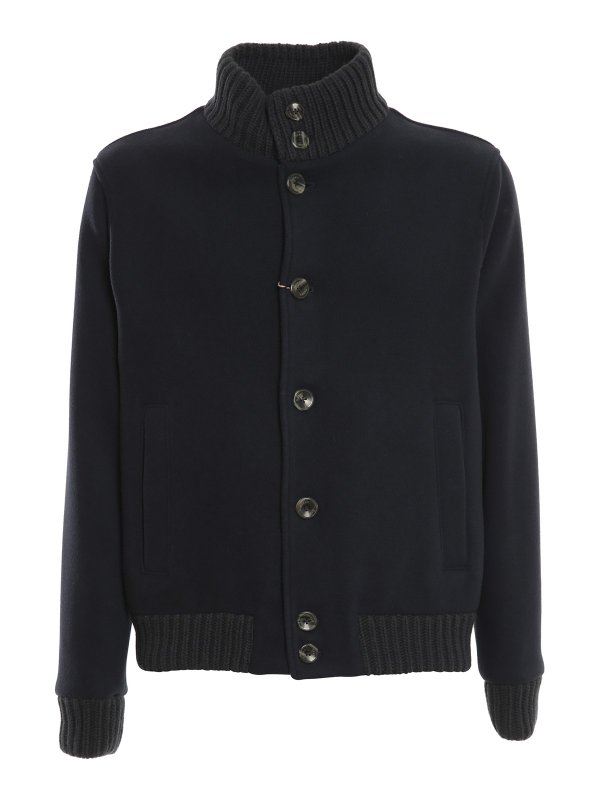 HERNO: bombers - Herringbone pure wool bomber jacket