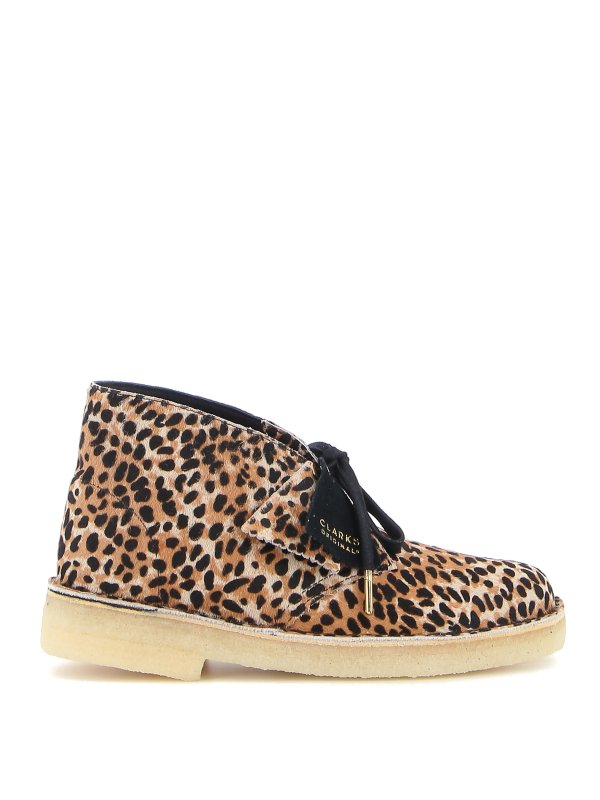 CLARKS: ankle boots - Animal print hair calf desert boots