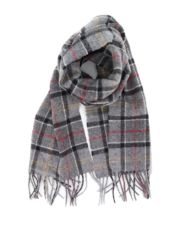 BARBOUR: scarves - Grey Tartan wool scarf