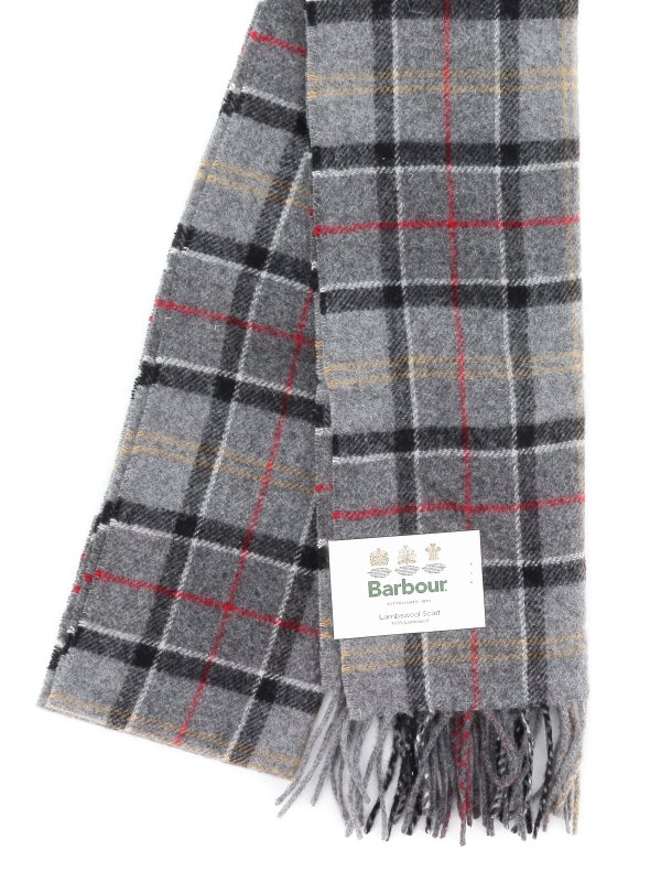 BARBOUR: scarves online - Grey Tartan wool scarf