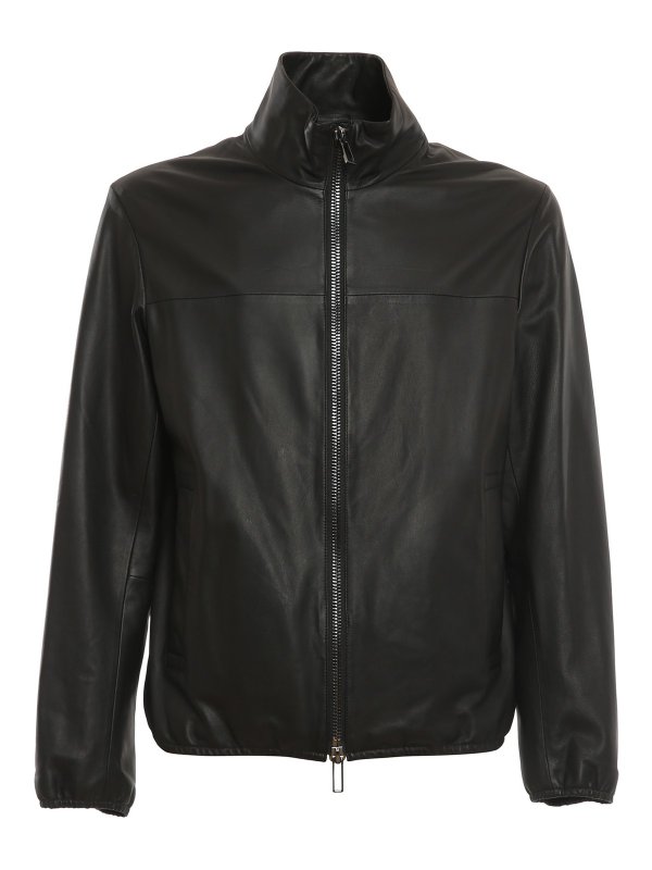EMPORIO ARMANI: Chaquetas de cuero - Chaqueta De Cuero - Negro