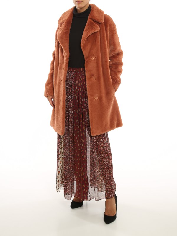 TWINSET: 毛皮＆シアリングコート online - 毛皮/ムートンコート - ダークオレンジ