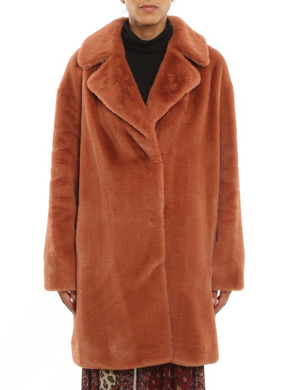 iKRIX TWINSET: 毛皮＆シアリングコート - 毛皮/ムートンコート - ダークオレンジ
