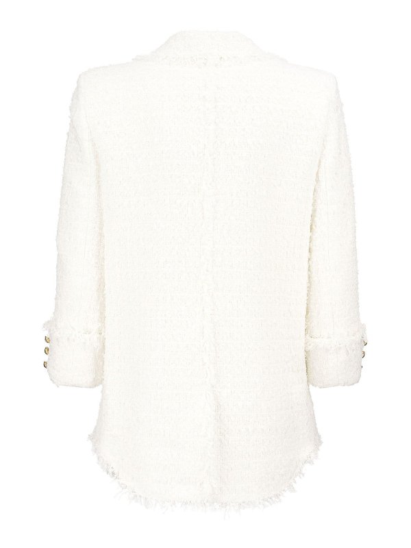 Balmain: blazers online - Double-breasted tweed blazer
