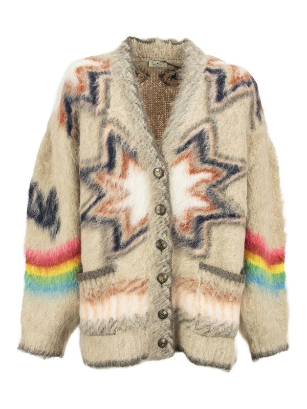 ETRO: cardigans - Gemetric patterned jacquard cardigan