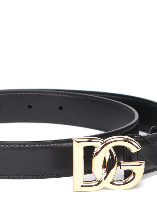 DOLCE & GABBANA: cinture online - Cintura in pelle con fibbia logata