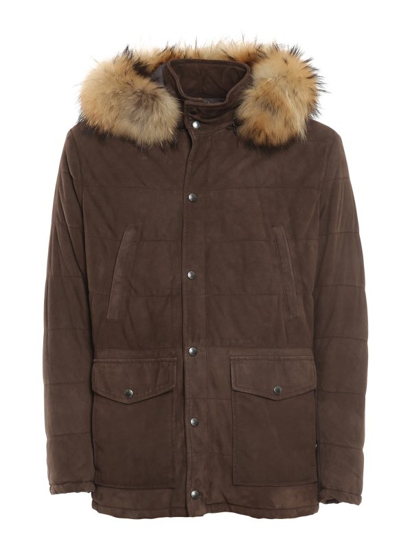 BARBA: padded coats - Suede padded coat