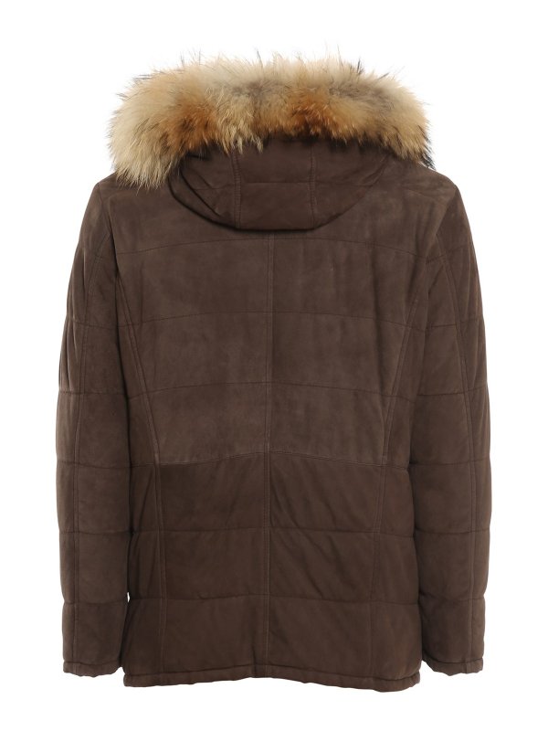 BARBA: padded coats online - Suede padded coat