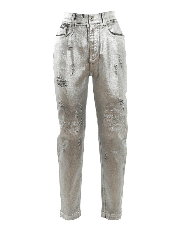 DOLCE & GABBANA: Jeans Rectos - Vaqueros Rectos - Plata