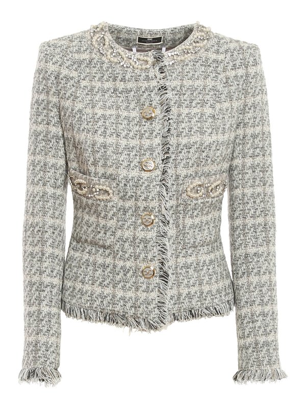 ELISABETTA FRANCHI: casual jackets - Tweed jacket