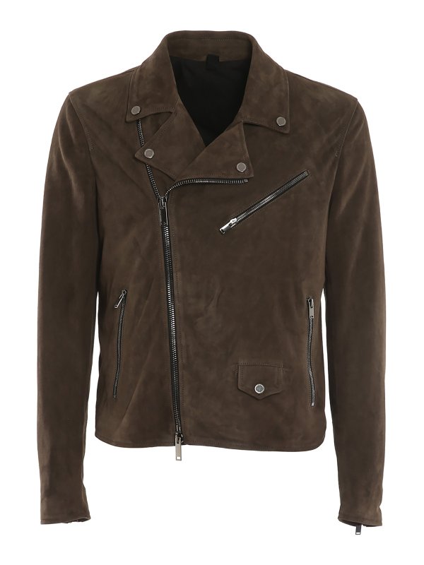 TAGLIATORE: leather jacket - Suede biker jacket