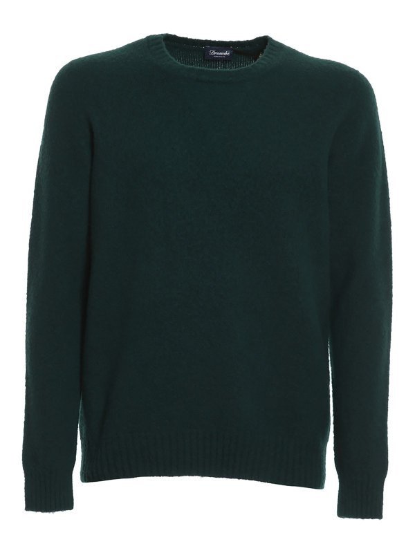DRUMOHR: Strickpullover mit Rundhalsausschnitt - Rundhalspullover - Grün