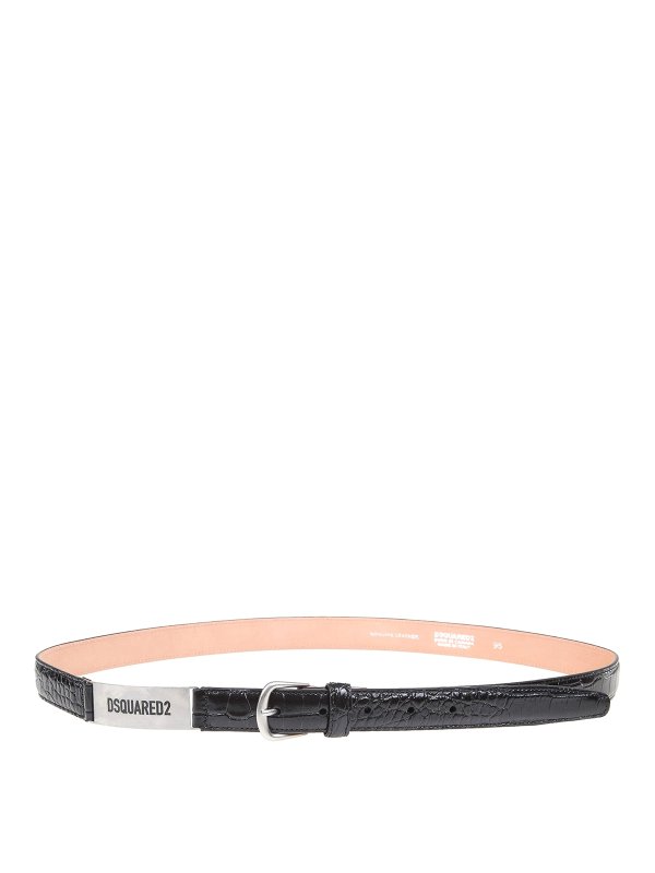 DSQUARED2: belts - Crocodile effect leather belt