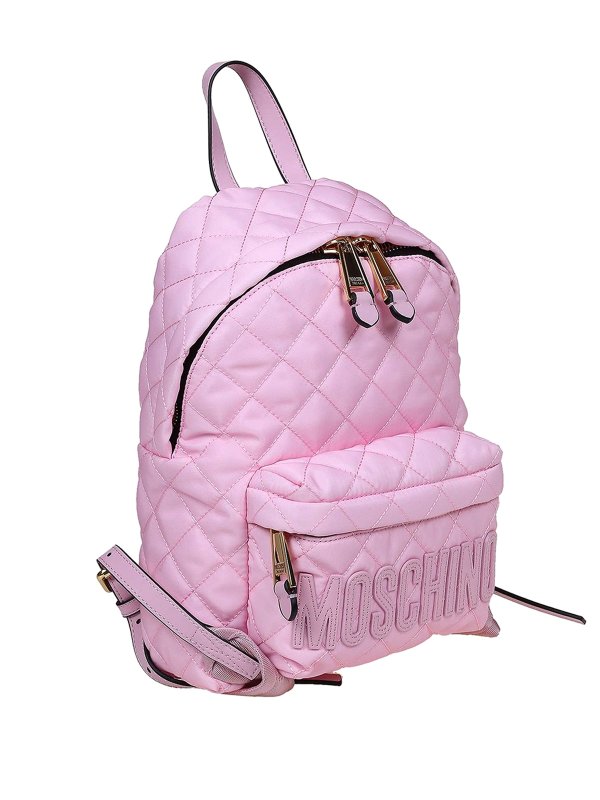 MOSCHINO: backpacks online - Logo patch quilted nylon backpack