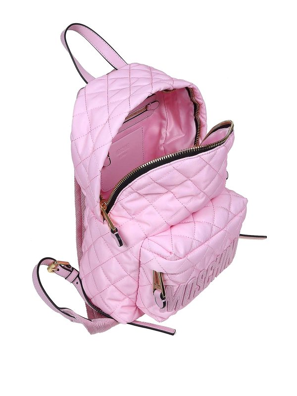 Logo patch quilted nylon backpack shop online: MOSCHINO