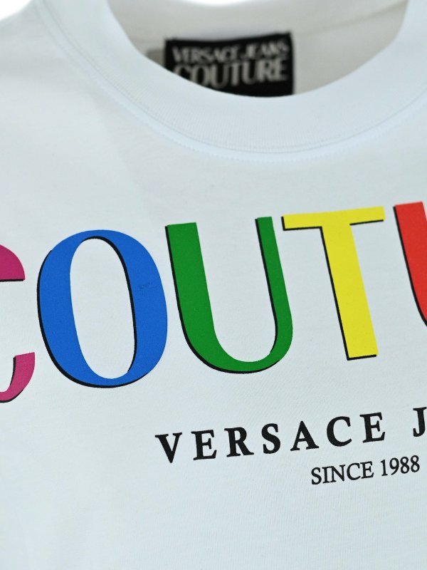 iKRIX Versace Jeans Couture: t-shirts - Logo printed jersey T-shirt