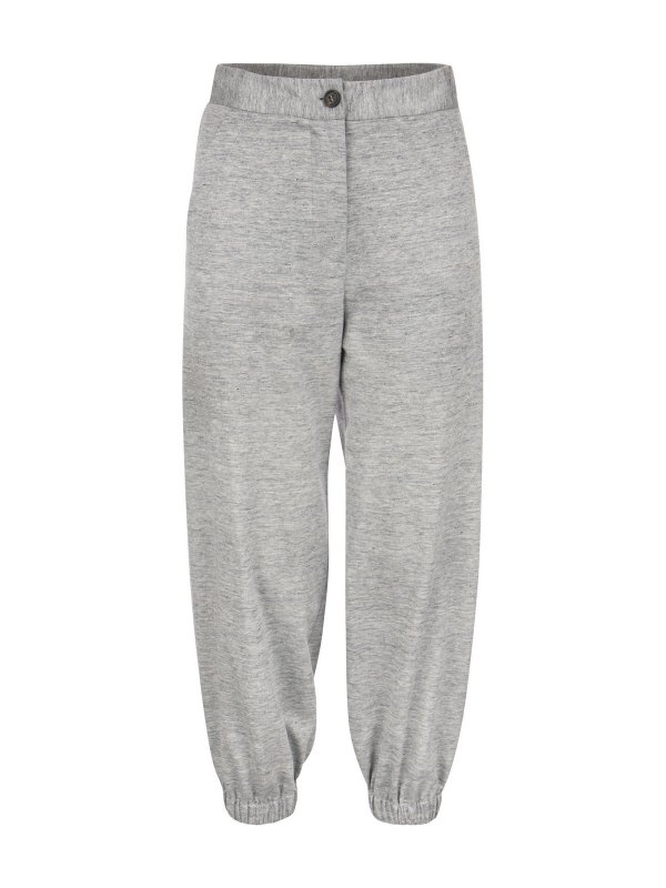 BRUNELLO CUCINELLI: tracksuit bottoms - Linen and silk track pants